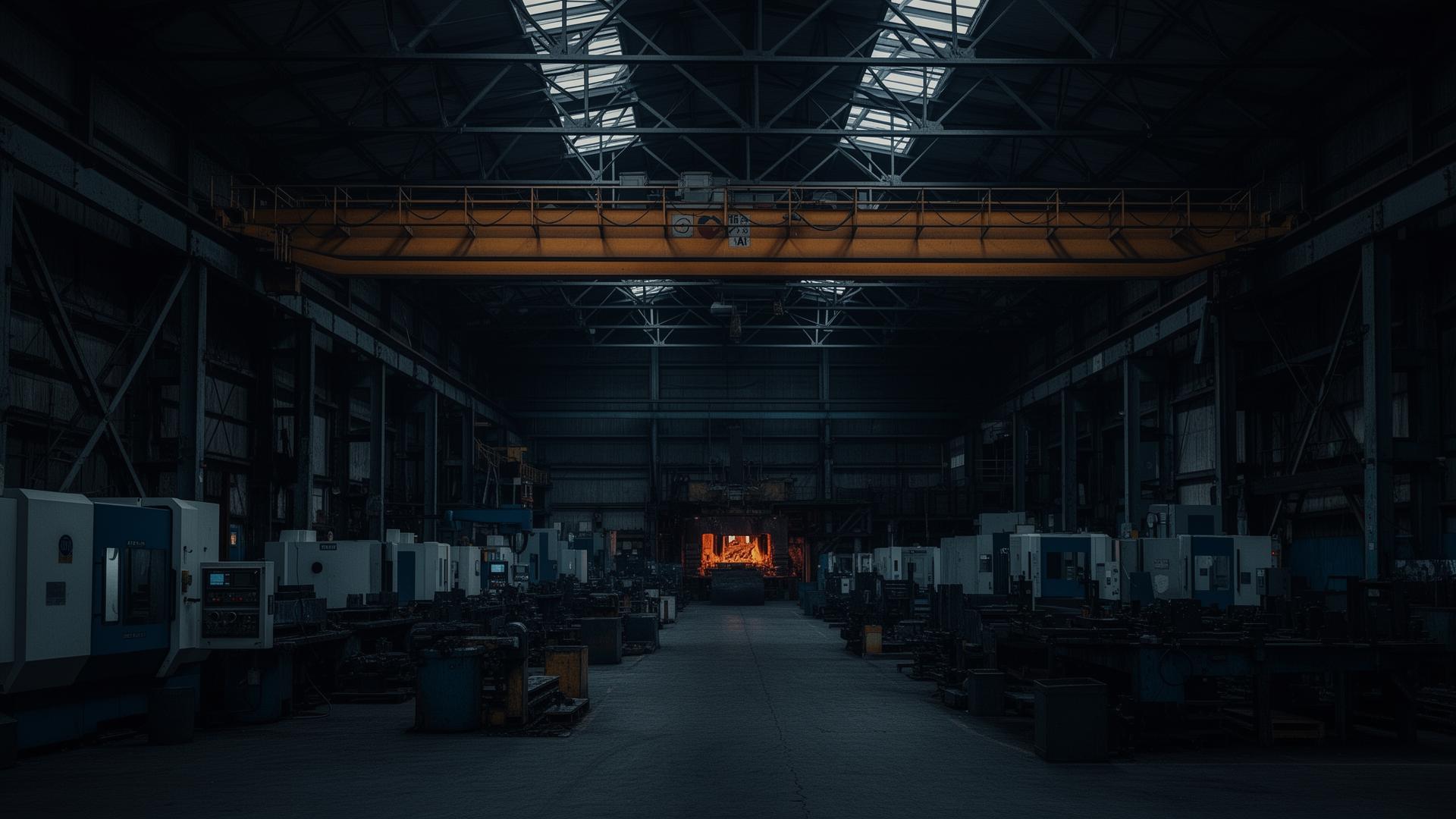 Hala produkcyjna stalowa z suwnicą i liniami produkcyjnymi